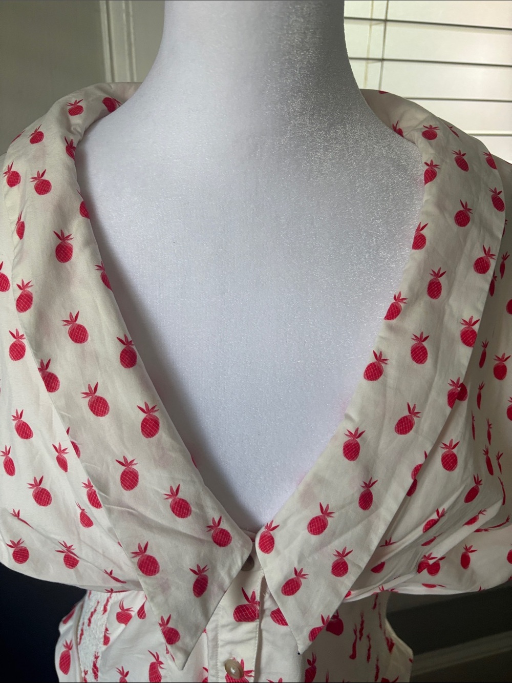 Anthropologie White Maxi Dress with Pink Fruit Print - Picture 7 of 8